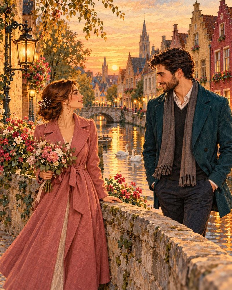 Marie et Radu se rencontrent sur un pont de Bruges