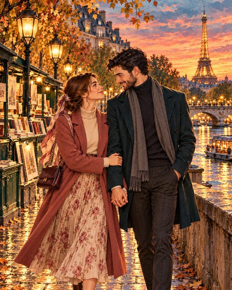 Marie et Radu le long de la Seine à Paris
