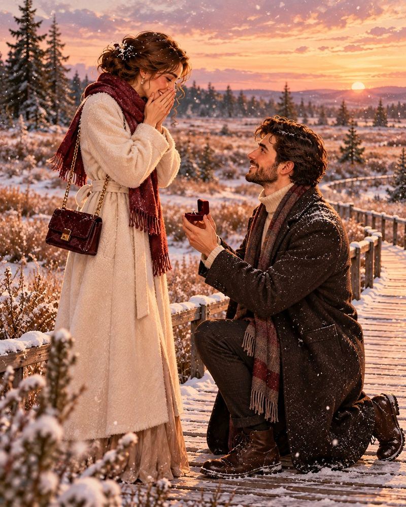 La demande en mariage dans la neige des Hautes Fagnes